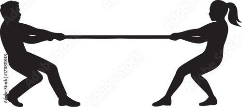 tug of war silhouette vector