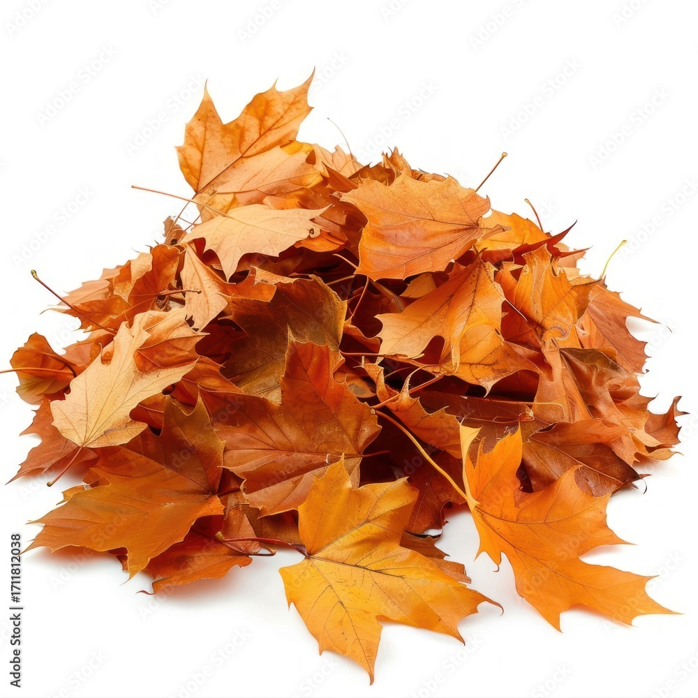 Fototapeta premium Autumn leaves pile isolated white