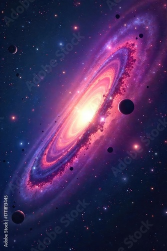 Vast cosmic expanse, swirling nebulae, distant galaxies, and celestial bodies illuminate the infinite universe A breathtaking view of space , big bang, celestial