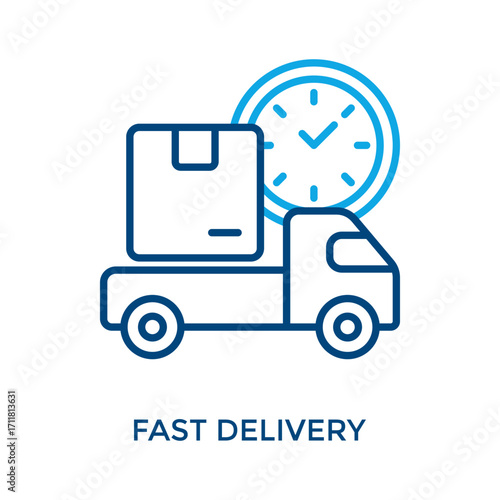Fast Delivery Icon Outline Color Style. Vector Illustration For Graphic Design