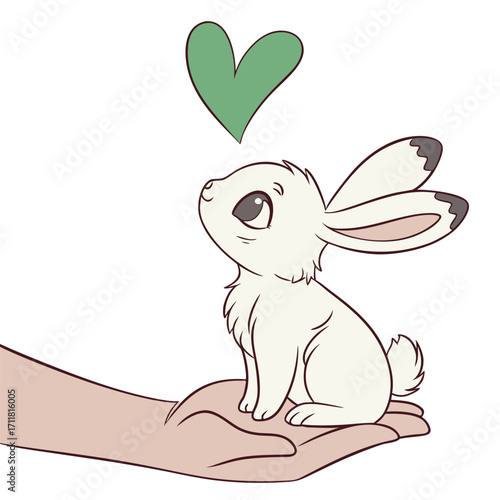 Hand drawn bunny outline illustration
