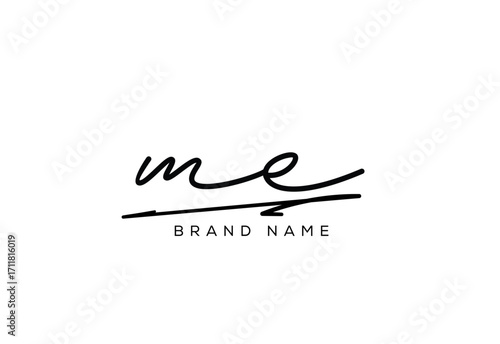 ME letter elegant cursive beauty handwriting logo.