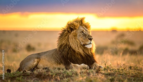 Wallpaper Mural Majestic lion at sunset Torontodigital.ca