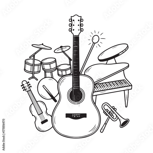 Musical Instrument Guitar Vector Illustration