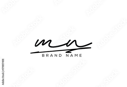 MN letter elegant cursive beauty handwriting logo.