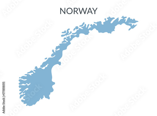Norway country geographical borders isolated on white background. Vector flat clipart.