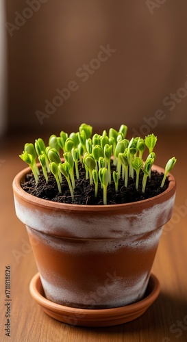 Small Plants Growing in a Pot.