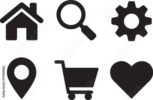 Essential icons for web and app design navigation