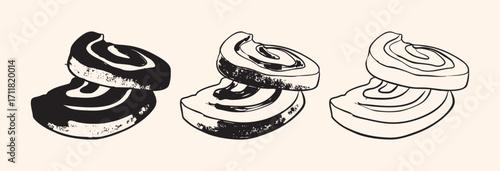 Vintage Pumpkin Roll Slice Illustration with Cream Swirl