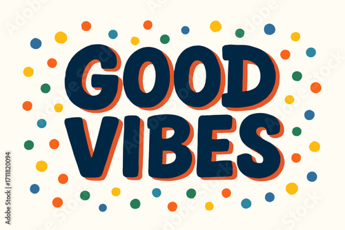 Retro marker lettering chunky playful lines surrounded by confetti dots horizontal balanced layout clean white background vector look high contrast.