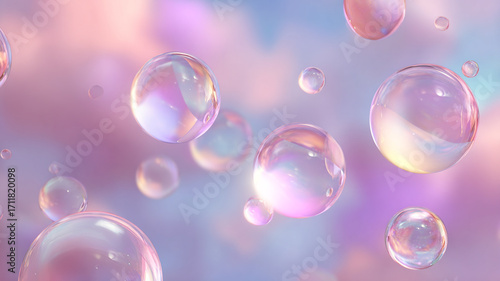 Wallpaper Mural Abstract bubble texture, glowing translucent spheres floating in soft pastel background Torontodigital.ca