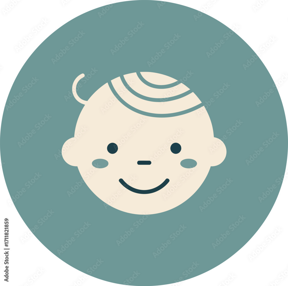 Obraz premium Cute Baby Face Icon A Simple Illustration of Infancy and Early Childhood