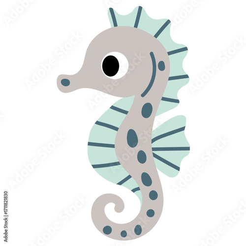 Cute Cartoon Seahorse Illustration for Kids' Decor or Educational Materials