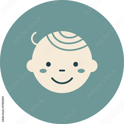 Cute Baby Face Icon A Simple Illustration of Infancy and Early Childhood