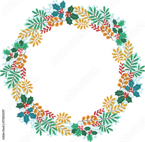 クリスマスリースのベクター素材イラスト