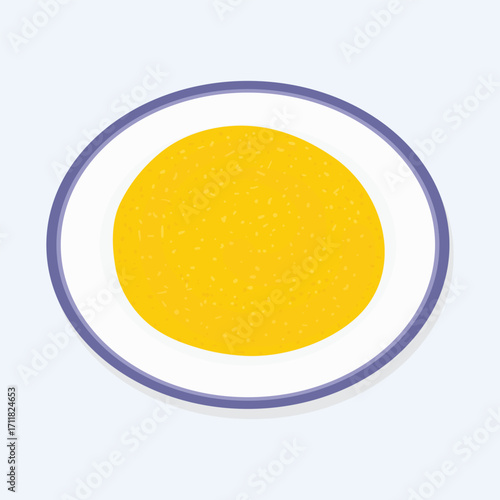 Mamaliga on a Plate. Traditional Romanian Polenta Served on a Plate. Ethnic food icon. Romania National Dish