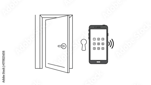 Smart Mobile Smartphone Unlocking Digital Keypad Access for Open Door Security System Illustration: Advanced SEO-Optimized Searchable Title
