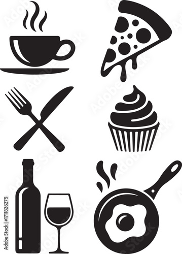 Delicious food and drink icons for your menu