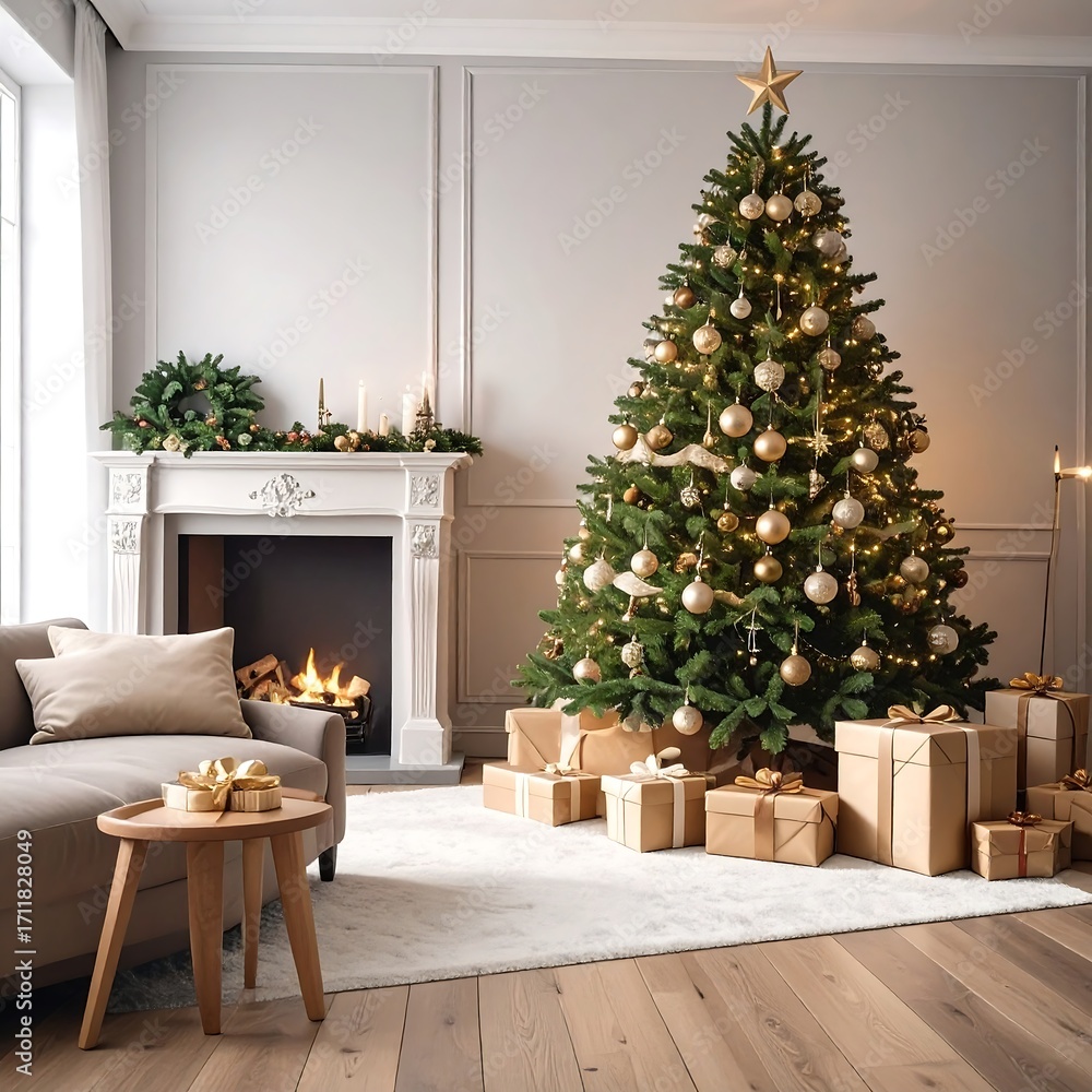 Fototapeta premium Cozy Christmas living room (1)