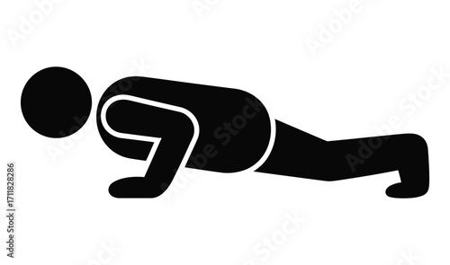 Silhouette of a person performing a push up exercise on a white background
