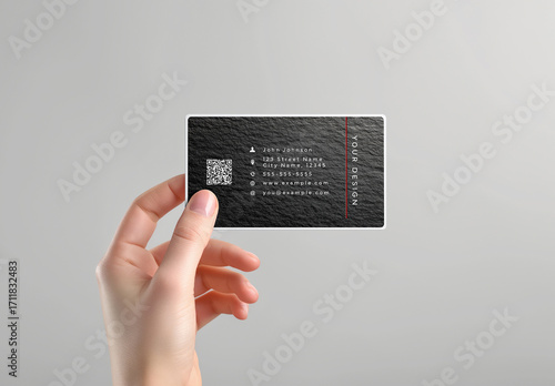 White Minimal Business Card In Hand Mockup