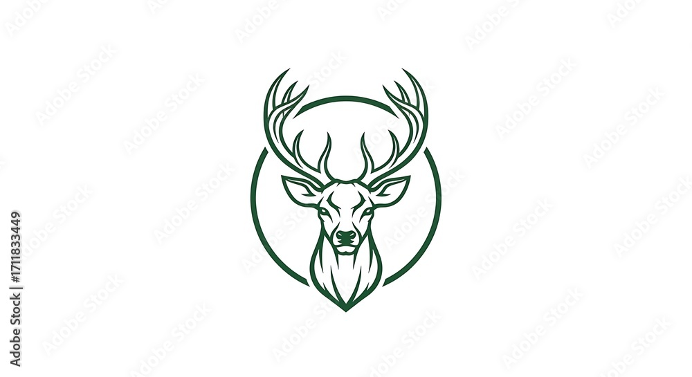 Fototapeta premium Deer Head Circle Icon.