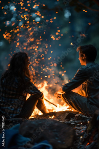 Enthralling evening: Campfire illumination brings intimate conversation to life