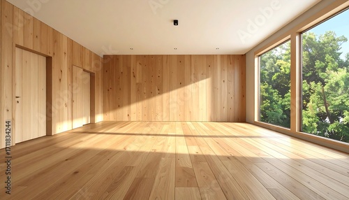 Wallpaper Mural Empty bright wooden room Torontodigital.ca