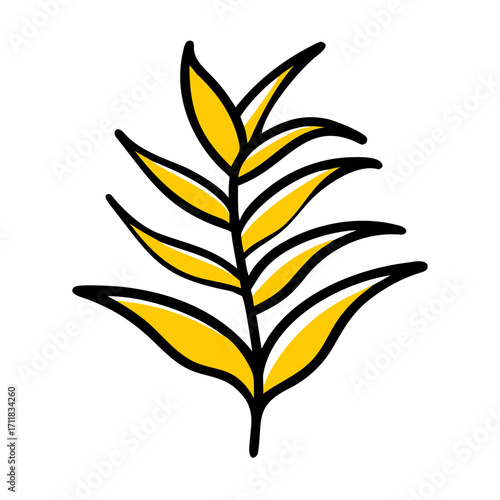 Abstract minimalist yellow wheat stalk graphic design on a stark black background representing agriculture and harvest