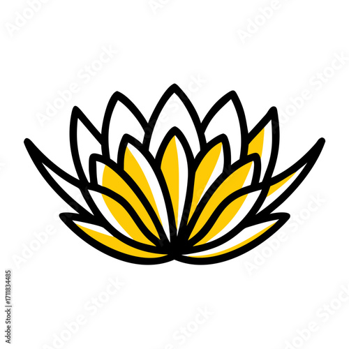 Abstract yellow flower petals bursting outwards against a solid black background symbolizing growth and energy