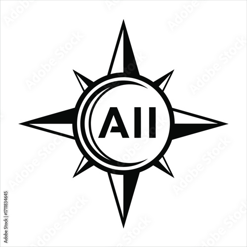 Abstract AII Compass Icon for Navigation and Direction Finding, Symbolizing Guidance
