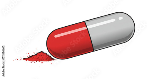 red pills on white background