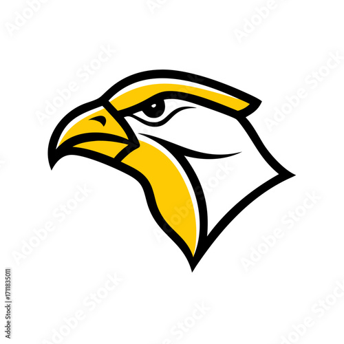 Stylized yellow falcon head logo design on a black background representing strength and speed in a modern graphic