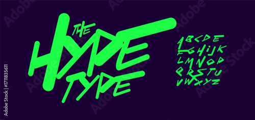 Graffiti Punk Alphabet, Bold Marker Handdrawn Font, Urban Rebellious Bounce Typeface for Skate Logo, Teenage Hype Headline, Freestyle Type Hiphop Typography, Trendy Typographic Design. Vector Typeset.