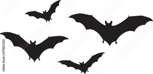 Halloween bats silhouette set flying bat icons spooky decoration vector illustration.eps
