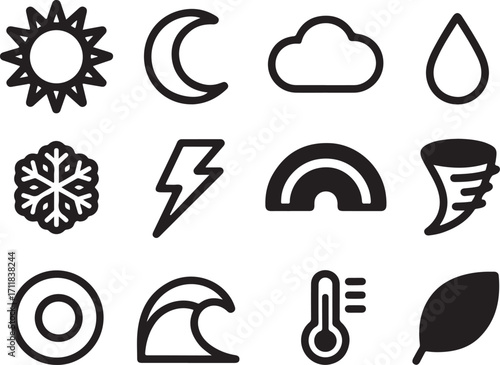 Weather forecast icon set for modern app design