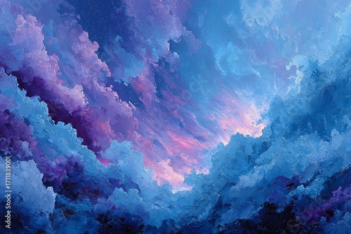 Whispers of Twilight Skies in Swirling Shades of Blue and Lavender Hues Generative AI