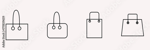 shopping bag icon set. vector illustration