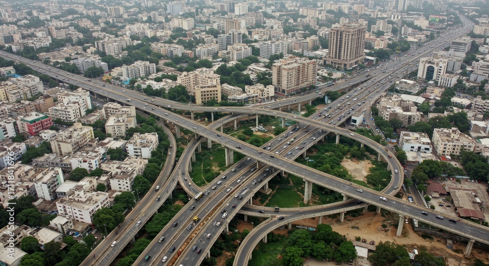 Fototapeta premium Aerial view of Hyderabad India showcasing modern infrastructure and development