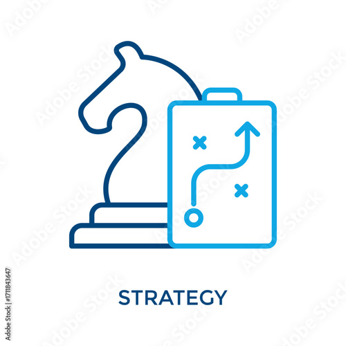 Strategy Icon Outline Color Style. Vector Illustration For Graphic Design