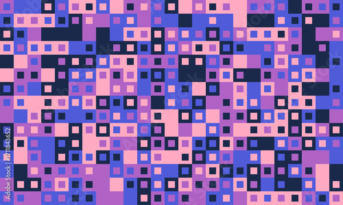 Abstract pixel art background.  Vibrant pastel squares in a chaotic yet balanced design. Perfect for website banners, textiles, or modern art projects.