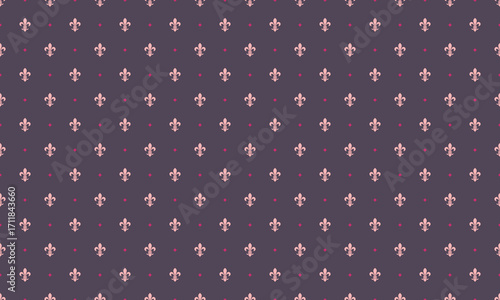 Elegant fleurdelis pattern, perfect for backgrounds, textiles, or stationery designs.  Subtle yet sophisticated, this repeating motif offers a touch of regal charm and vintage appeal.