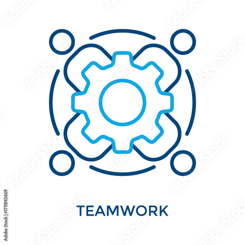 Teamwork Icon Outline Color Style. Vector Illustration For Graphic Design