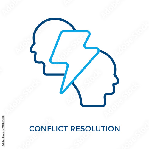Conflict Resolution Icon Outline Color Style. Vector Illustration For Graphic Design