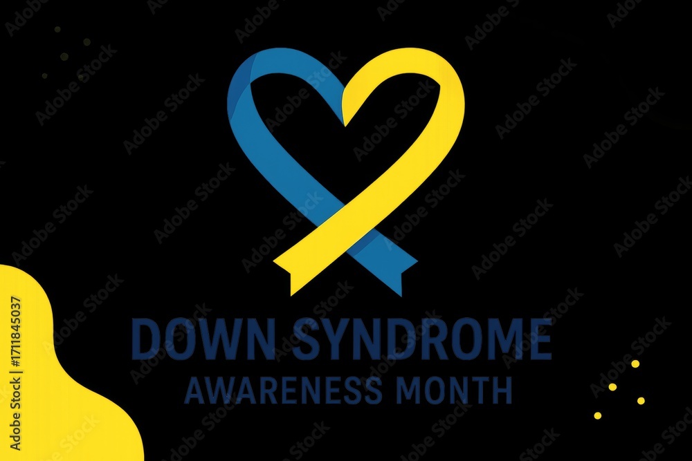 Fototapeta premium Down syndrome awareness month celebration with heart symbol and yellow ribbon