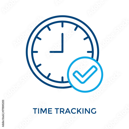 Time Tracking Icon Outline Color Style. Vector Illustration For Graphic Design