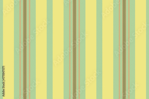 Ornament lines stripe vertical, row fabric background seamless. School vector textile texture pattern in yellow and teal colors.
