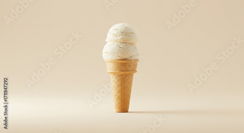 Two Scoops of Vanilla Ice Cream in a Cone