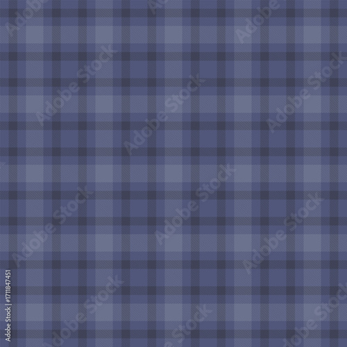 Cool fabric plaid textile, blank pattern check texture. Quiet seamless tartan vector background in pastel and blue colors.