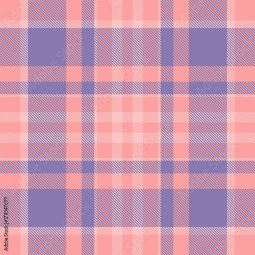 Model check textile texture, fashion pattern background plaid. Youth vector fabric tartan seamless in red and indigo colors.